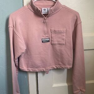 Adidas Women's Light Pink Quarter-Zip Hoodie